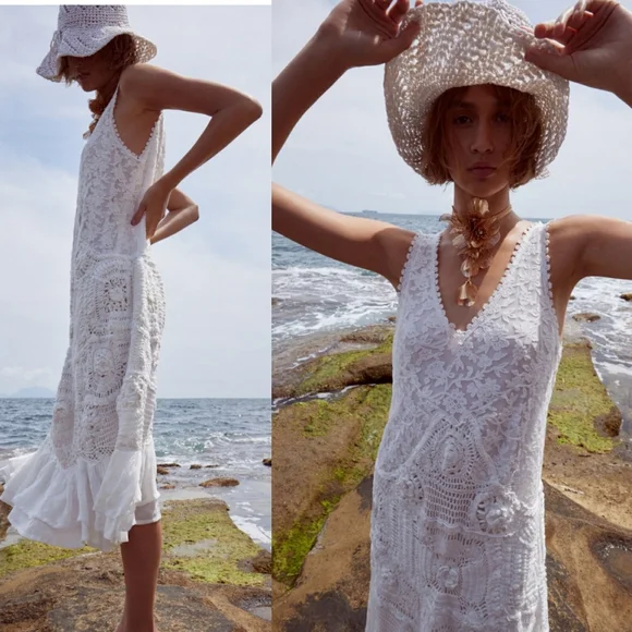 white christmas dresses Zara Rose Crochet Maxi Dress main image 0